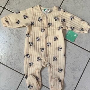 Disney Cream Footie with Mickey Mouse Design